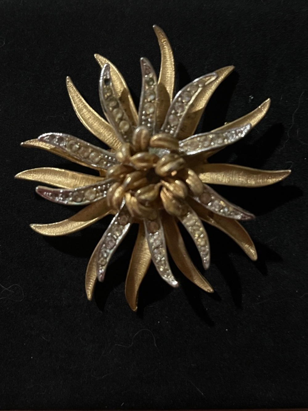 Coro Gold-Tone Starburst Brooch with Clear Accents